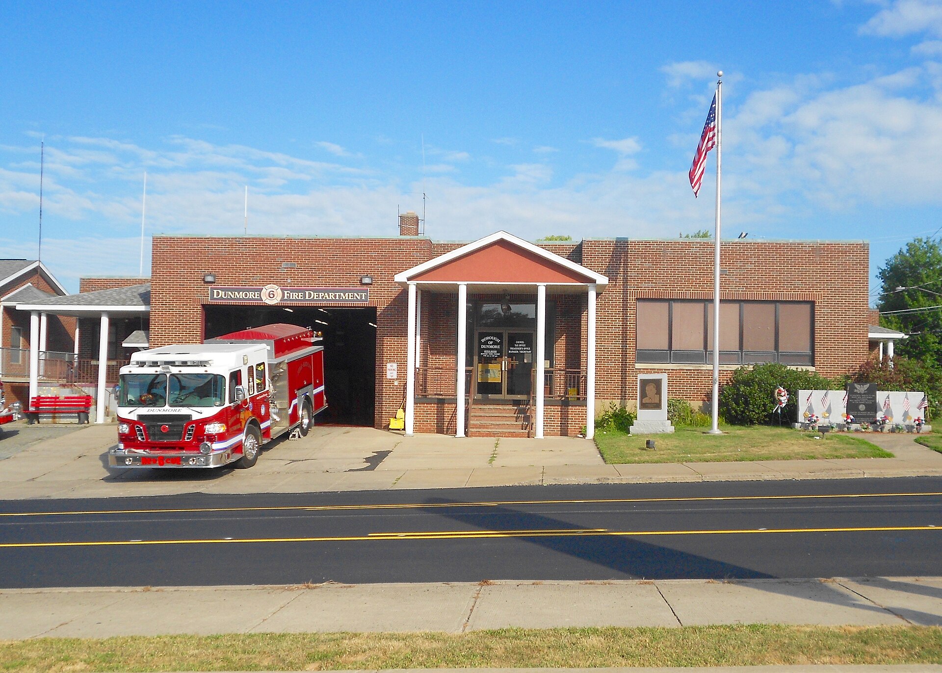 Dunmore Borough municipal building and fire station on a sunny day